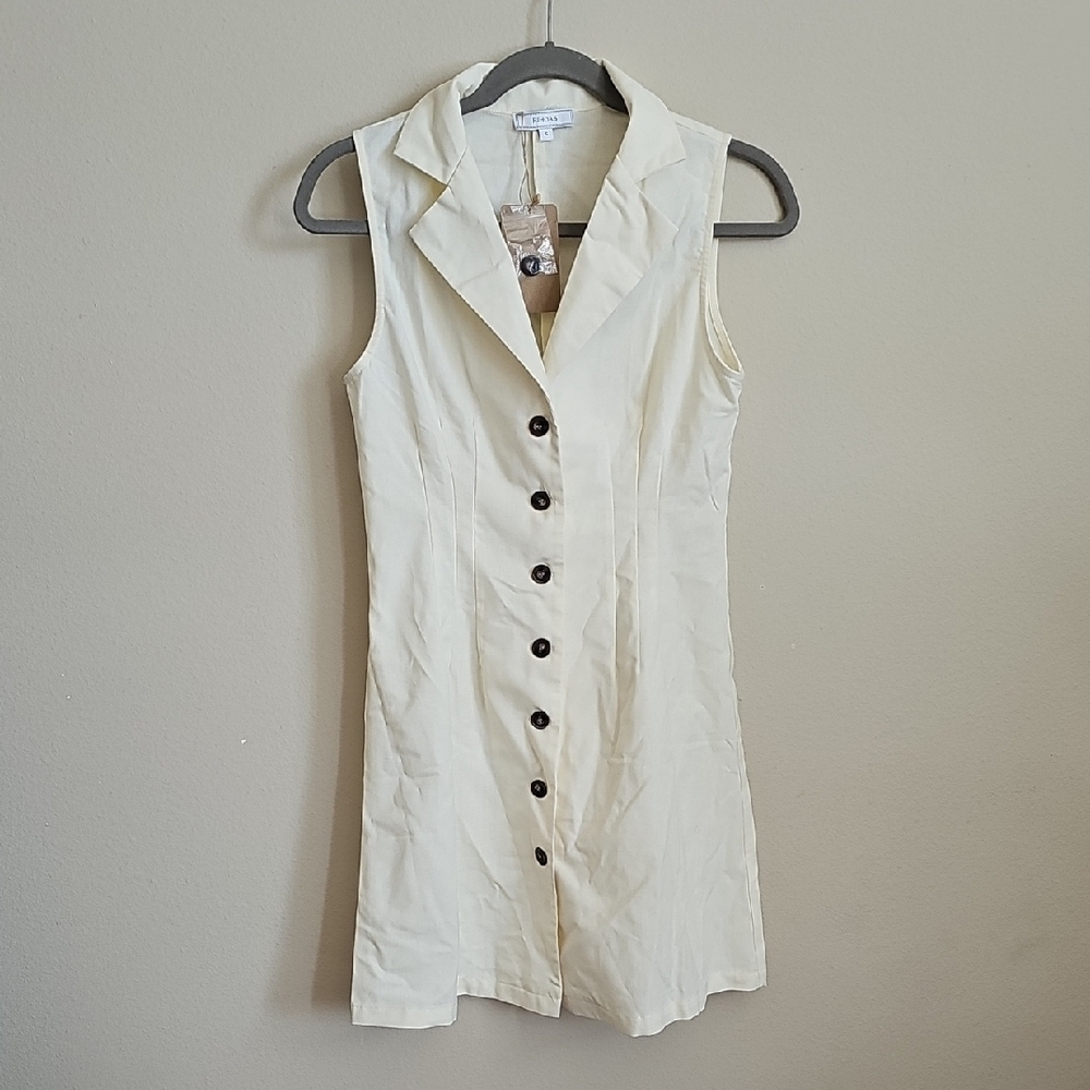 RIHOAS Cream Sleeveless Mini Dress